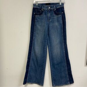 White House Black Market Two-Tone Dark and Medium Blue Wide-Leg Jeans